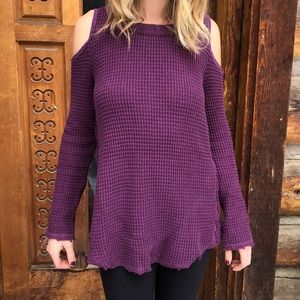 Free People - Royal Purple Cold Shoulder Sweater. Size XS.